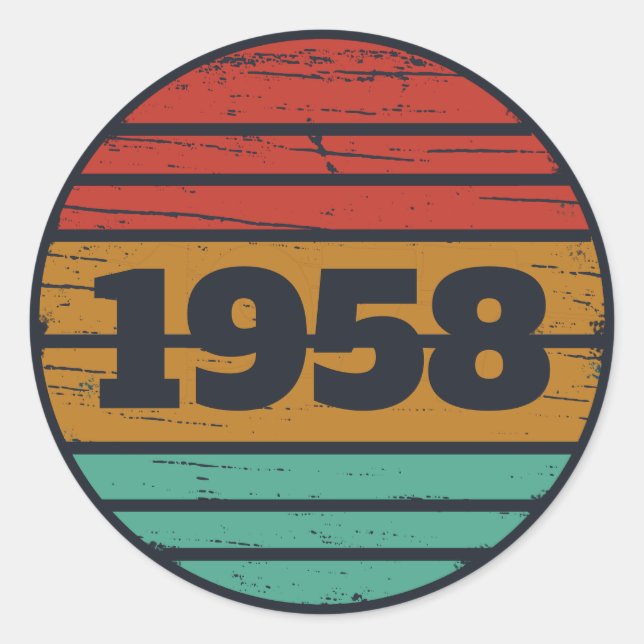 Personalized vintage 65th birthday party classic round sticker (Front)