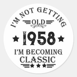 Personalized vintage 65th birthday party classic round sticker