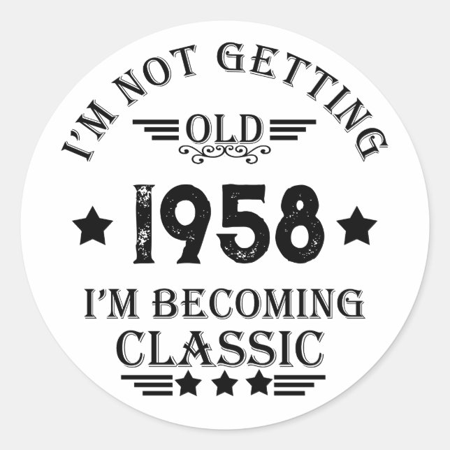Personalized vintage 65th birthday party classic round sticker (Front)