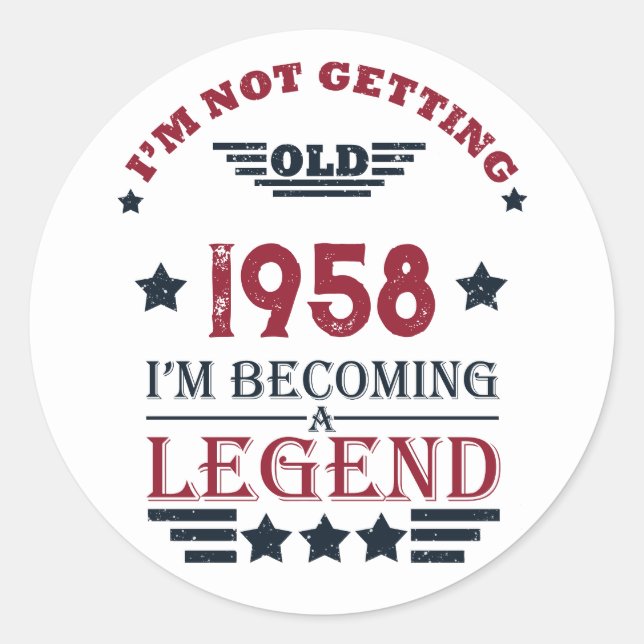 Personalized vintage 65th birthday party classic round sticker (Front)
