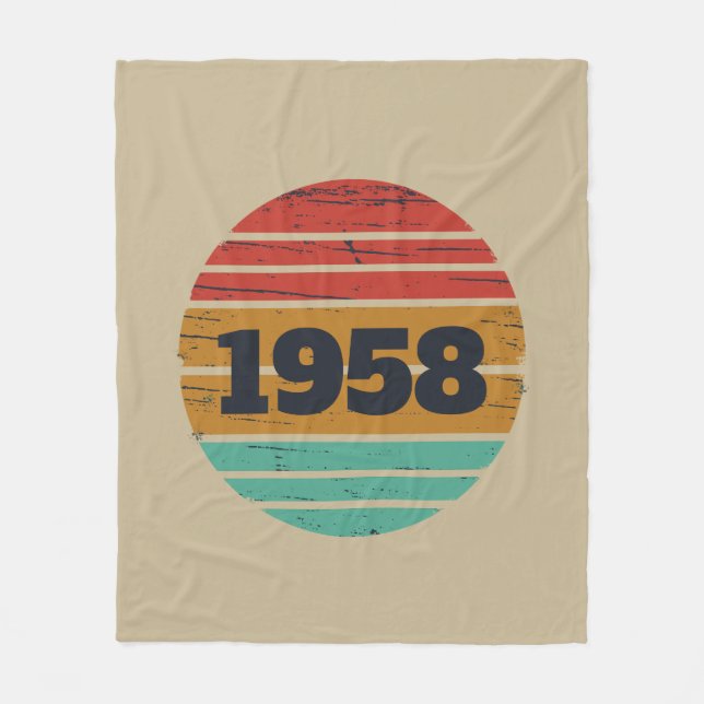 Personalized vintage 65th birthday party gifts fleece blanket (Front)