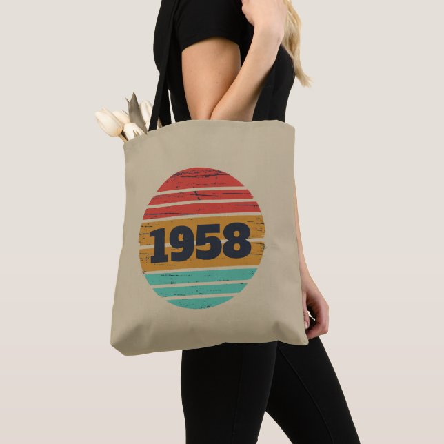 Personalized vintage 65th birthday party gifts tote bag (Close Up)
