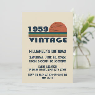 Personalized vintage 65th birthday party invitation