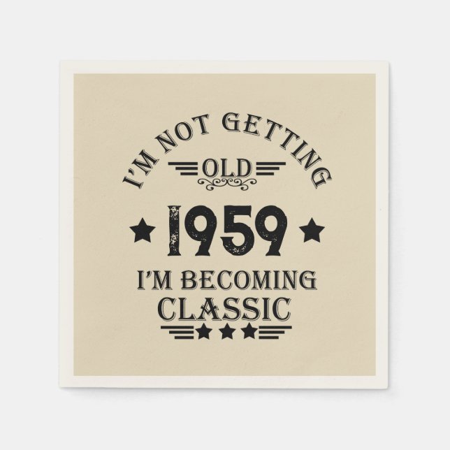 Personalized vintage 65th birthday party napkins (Front)