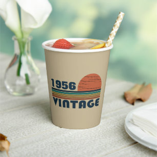 Personalized vintage 65th birthday party paper cups