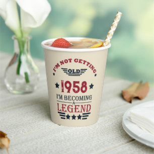 Personalized vintage 65th birthday party paper cups