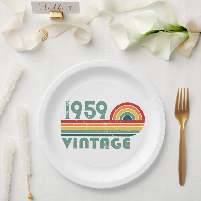 Personalized vintage 65th birthday party paper plates (Wedding)