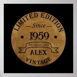 Personalized vintage 65th birthday party poster