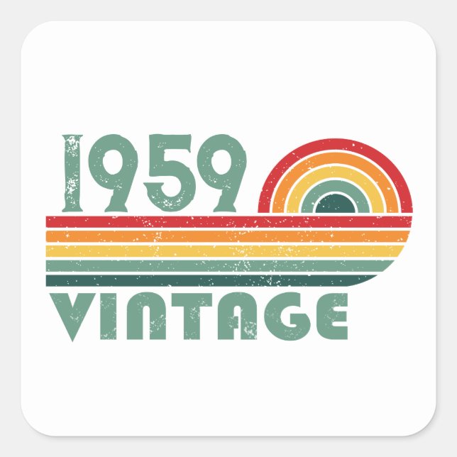 Personalized vintage 65th birthday party square sticker (Front)