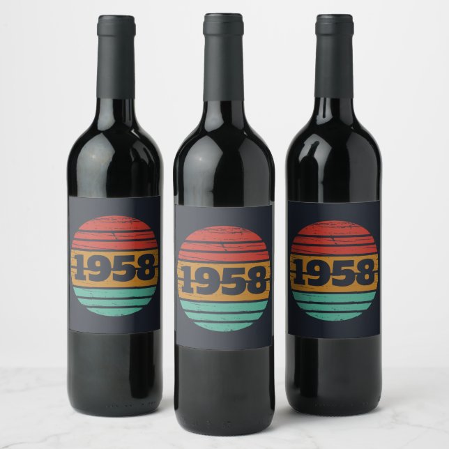 Personalized vintage 65th birthday party wine label (Bottles)