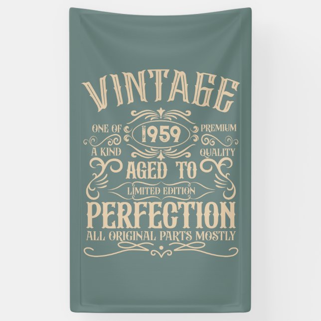 Personalized vintage 65th birthday whiskey themed banner (Vertical)