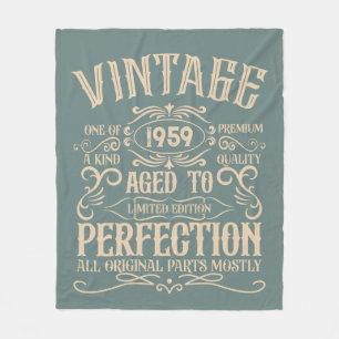 Personalized vintage 65th birthday whiskey themed fleece blanket