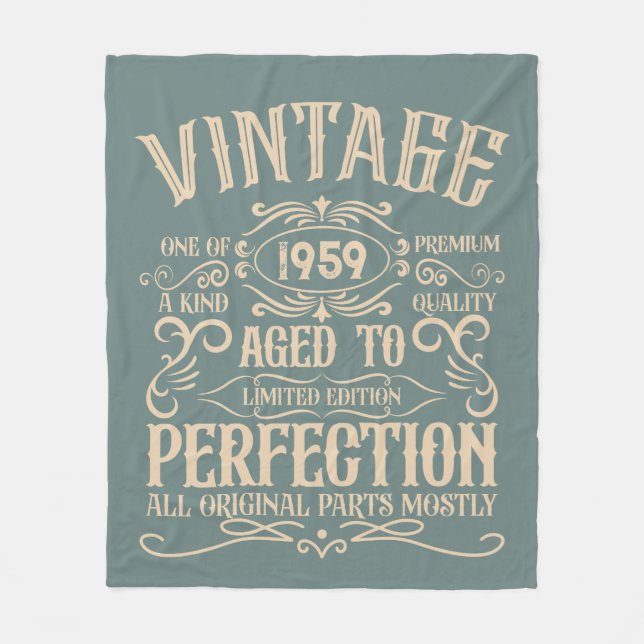 Personalized vintage 65th birthday whiskey themed fleece blanket (Front)