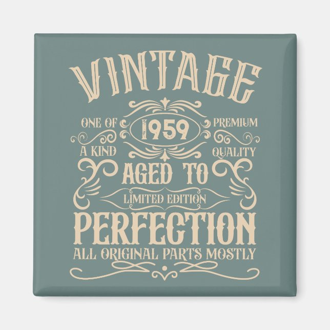 Personalized vintage 65th birthday whiskey themed magnet (Front)