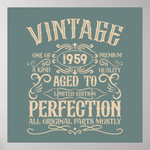 Personalized vintage 65th birthday whiskey themed poster