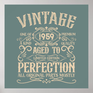Personalized vintage 65th birthday whiskey themed poster