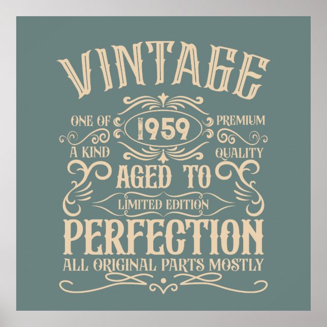Personalized vintage 65th birthday whiskey themed poster (Front)