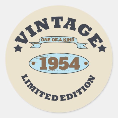 Personalized vintage 70th birthday classic round sticker