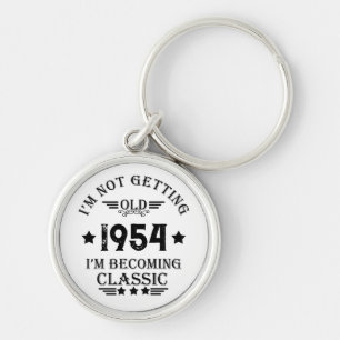 Personalized vintage 70th birthday gift black keychain