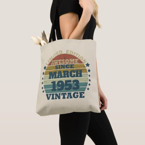 Personalized vintage 70th birthday gift tote bag