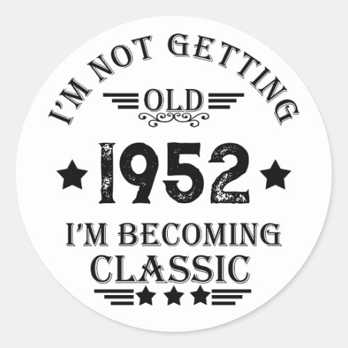 Personalized vintage 70th birthday gifts black classic round sticker