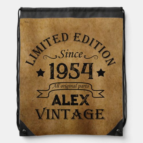 Personalized vintage 70th birthday gifts drawstring bag