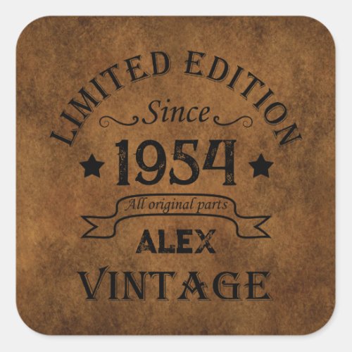 Personalized vintage 70th birthday gifts square sticker