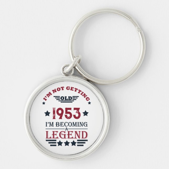 Personalized vintage 70th birthday keychain (Front)