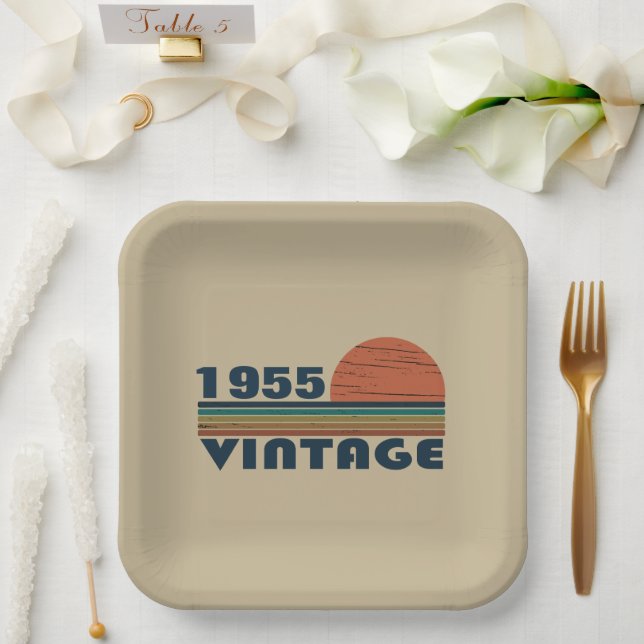Personalized vintage 70th birthday paper plates (Wedding)