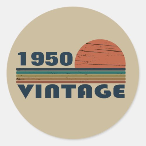 Personalized vintage 74th birthday classic round sticker