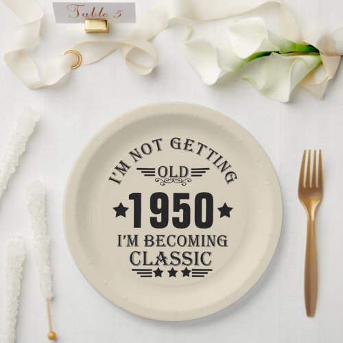 Personalized vintage 74th birthday paper plates