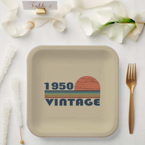 Personalized vintage 74th birthday paper plates