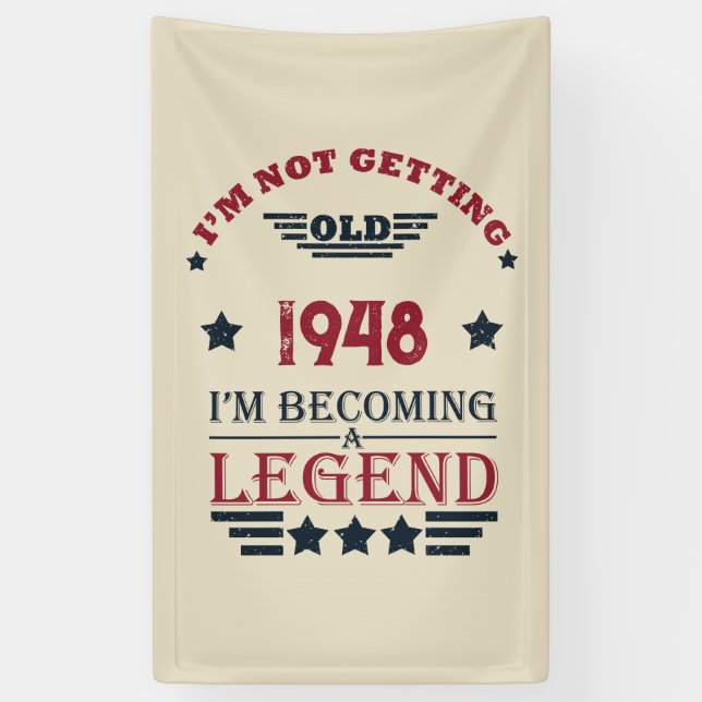 Personalized vintage 75th birthday banner (Vertical)