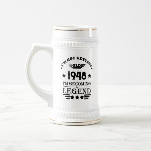 Personalized vintage 75th birthday  beer stein