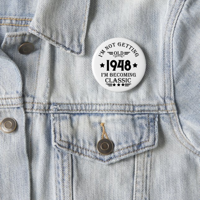 Personalized vintage 75th birthday button (In Situ)
