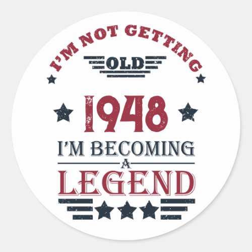 Personalized vintage 75th birthday classic round sticker