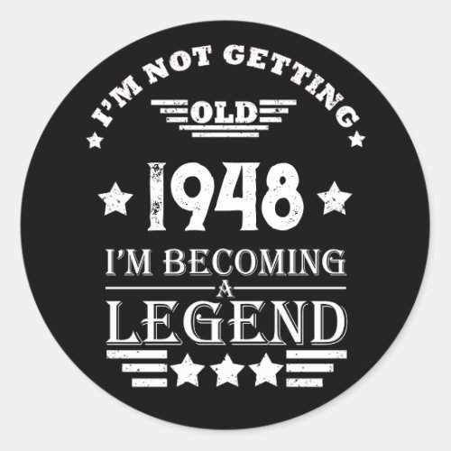 Personalized vintage 75th birthday  classic round sticker