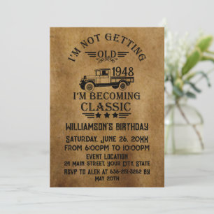 Personalized vintage 75th birthday cocktail party invitation