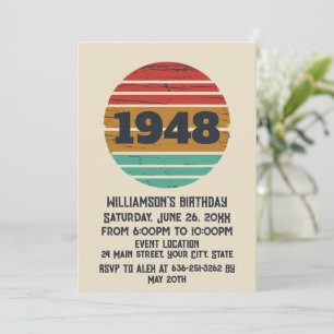 Personalized vintage 75th birthday cocktail party invitation