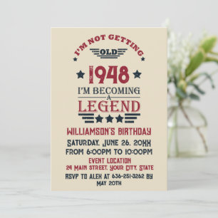 Personalized vintage 75th birthday cocktail party invitation
