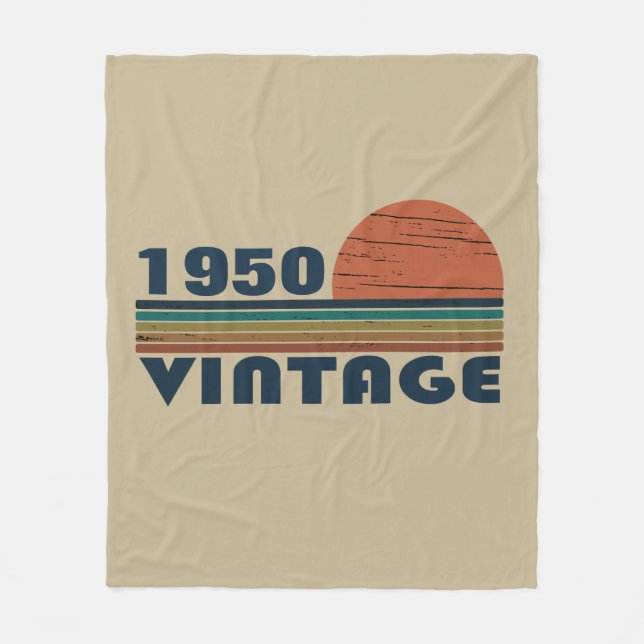 Personalized vintage 75th birthday fleece blanket (Front)