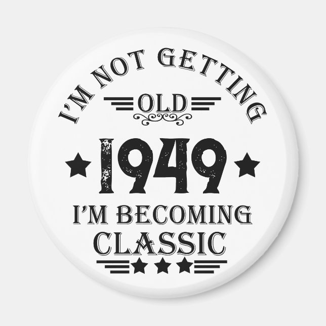 Personalized vintage 75th birthday gift black magnet (Front)