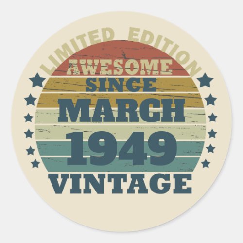 Personalized vintage 75th birthday gift classic round sticker