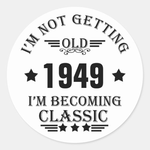 Personalized vintage 75th birthday gift classic round sticker