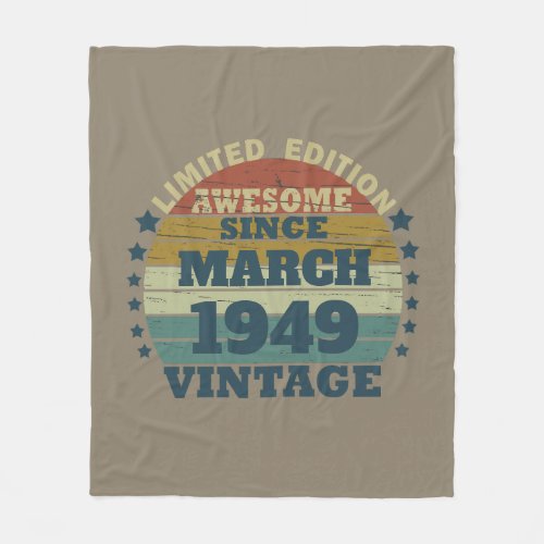 Personalized vintage 75th birthday gift fleece blanket