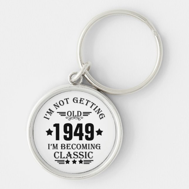 Personalized vintage 75th birthday gift keychain (Front)