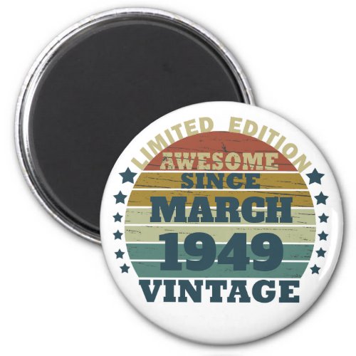 Personalized vintage 75th birthday gift magnet
