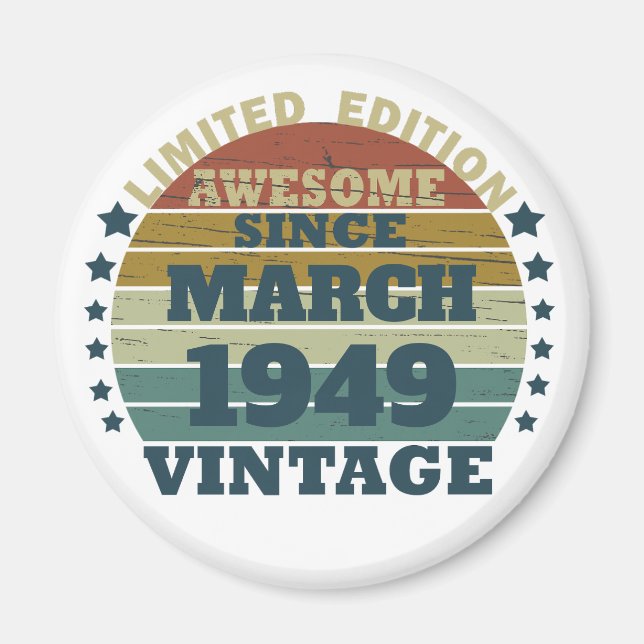 Personalized vintage 75th birthday gift magnet (Front)