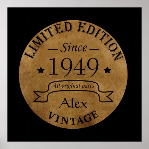 Personalized vintage 75th birthday gift poster