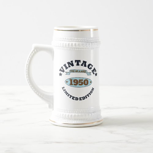 Personalized vintage 75th birthday gifts beer stein